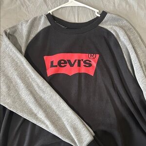 Levi's Black and Gray Raglan Shirt with Red Logo